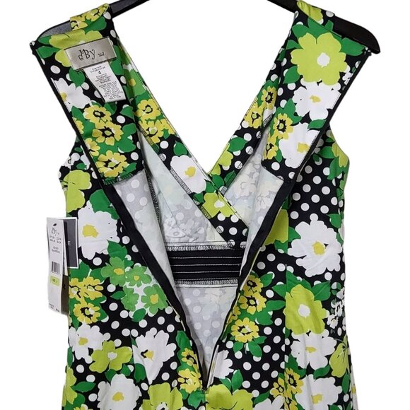 D By Ltd Womens Multicolor Floral Polka Dot Sleeveless Dress Back Zip Size 4 NWT - Picture 5 of 9